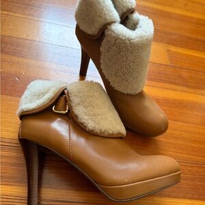 Brooks Brothers Brown Shearling Heeled Boots